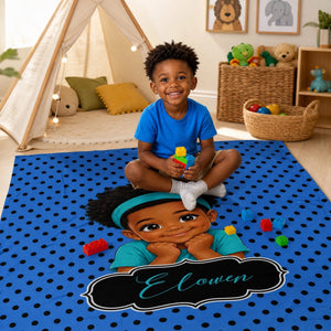 Personalized cartoon girl flannel blanket with name β perfect birthday or Christmas gift for little girls.