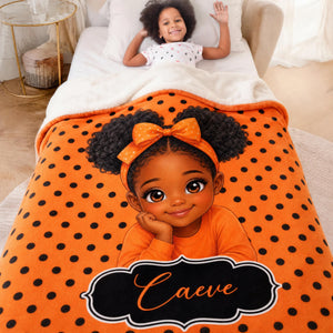 Personalized Polka Dots Little Girl Blanket