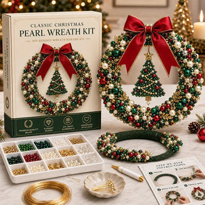 DIY Christmas pearl wreath kit with decorative beads