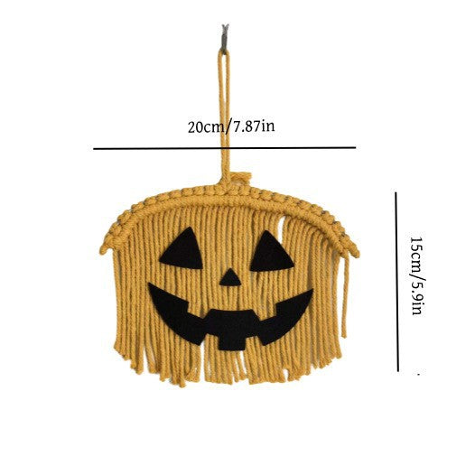 Halloween Woven Wall Hanging – Handmade Fall Decor with Spooky Charm for Home & Parties