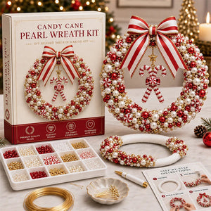 A beaded Christmas pearl wreath created with decorative pearl-style elements for festive home and holiday decor.