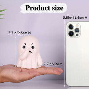 Halloween resin ghost figurine pinching its nose – a funny monster desktop ornament for home and office.