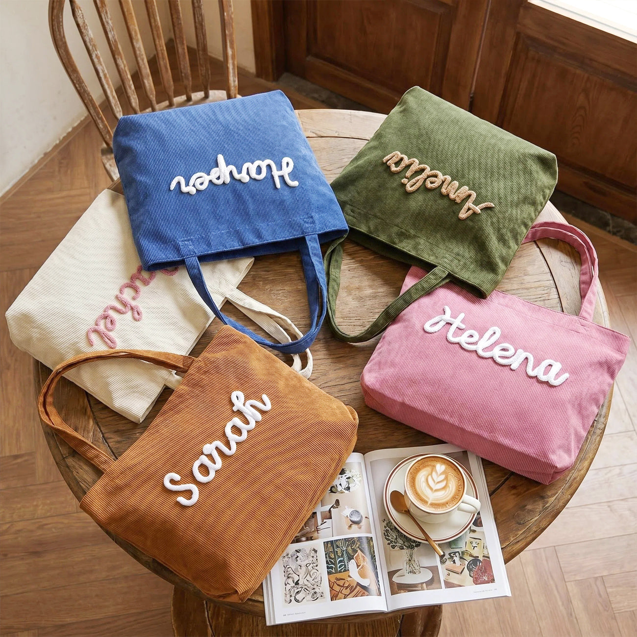 Custom Name Tote Bags,Personalized Everyday Tote Bag,Bridal Party Bridesmaid Gift,Traveling Handbag