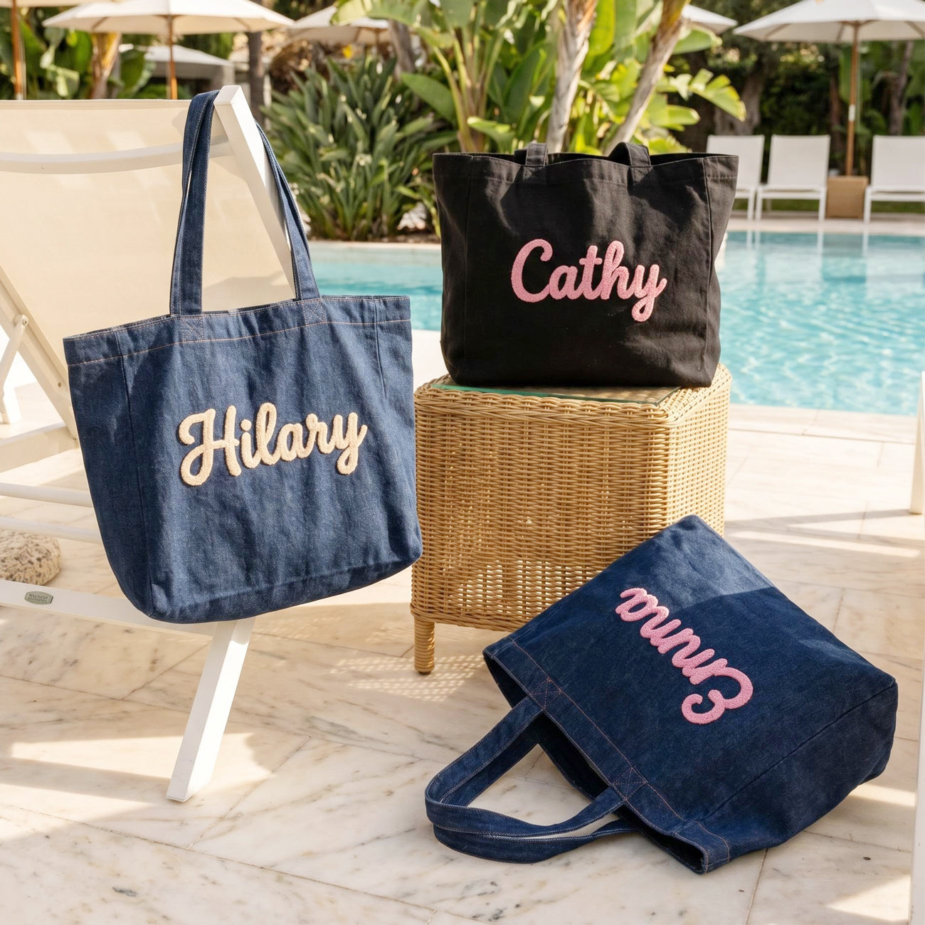 Custom Denim Tote Bag,Personalize Text Bag,Unique Name Gift,Bachelorette Gifts
