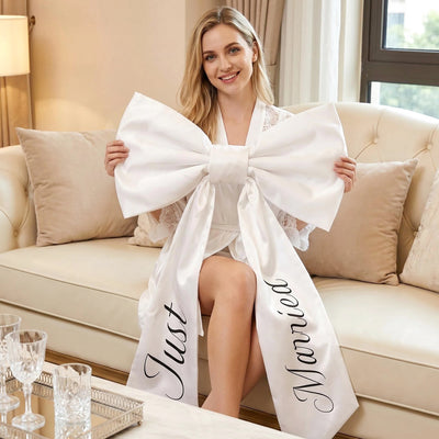 Personalized wedding car bow decor,large satin bow justmarried sign,honeymoon pary convoy