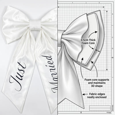 Personalized wedding car bow decor,large satin bow justmarried sign,honeymoon pary convoy