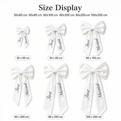Personalized wedding car bow decor,large satin bow justmarried sign,honeymoon pary convoy
