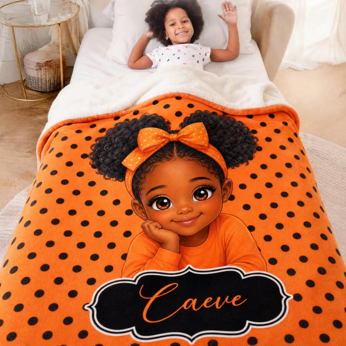 Personalized Polka Dots Little Girl Blanket