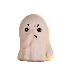 Whimsical mini ghost statue with mischievous expression – perfect as a quirky holiday gift or party favor.