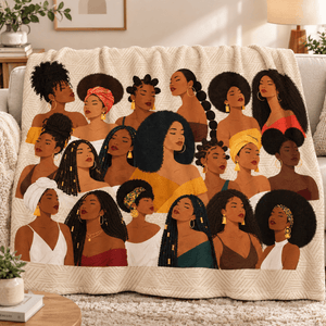African American throw blanket with Afrocentric Black women design