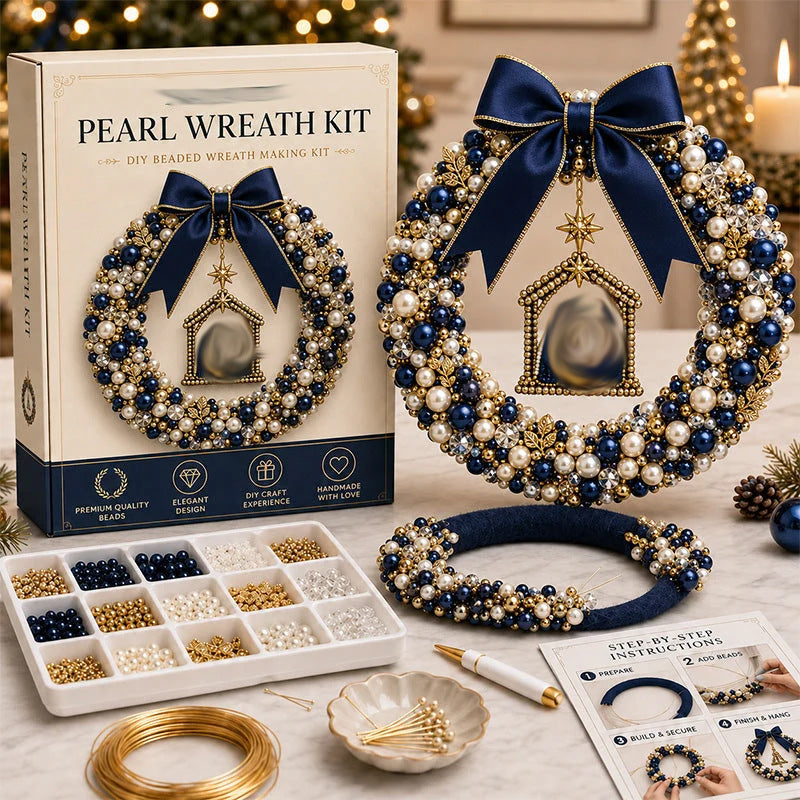 DIY Christmas wreath making kit with pearl beads