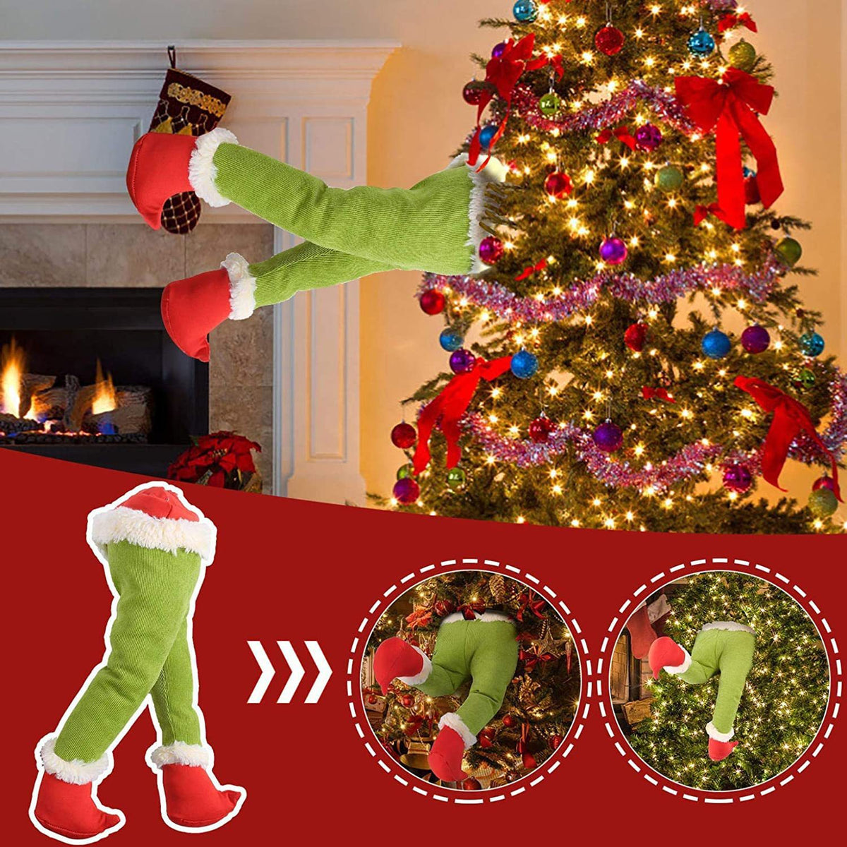 Green elf legs Christmas tree decoration